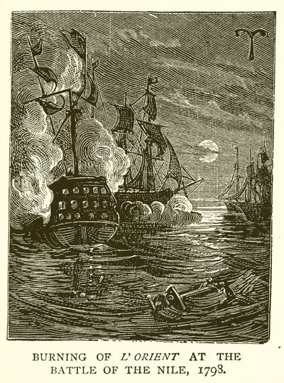 Bränning av Lorient i slaget vid Nilen, 1798 av English School