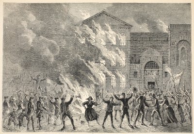 Burning of Newgate, från ett samtida tryck av English School