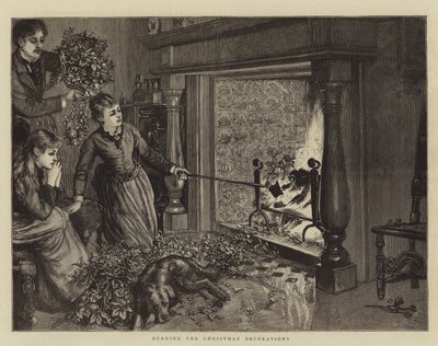 Bränna juldekorationer (gravyr) av English School