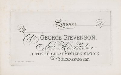 Visitkort för George Stevenson av English School