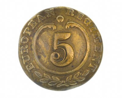 Button, andra led, 5:e bengaliska europeiska regementet, 1858-1860 av English School