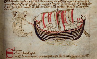 CCA-LitMs/D/10 fol. 18r Siren, från Bestiary av English School
