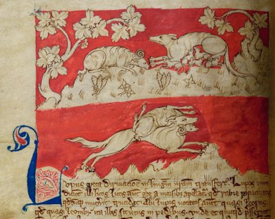 CCA-LitMs/D/10 fol. 4v Wolf, från Bestiary av English School