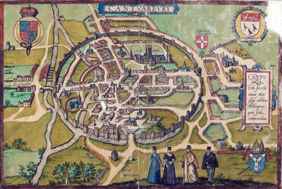 CCA-PRINDRAW/3/A/1 Canterbury-karta, c1588 av English School