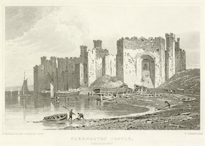 Caernarvon Castle, Caernarvonshire (gravyr) av English School