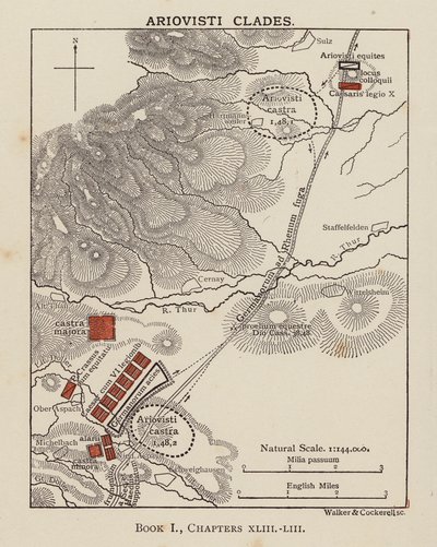 Caesar, Galliska kriget: Ariovisti Clades (litografi) av English School