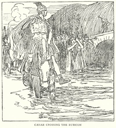Caesar korsar Rubicon (litografi) av English School