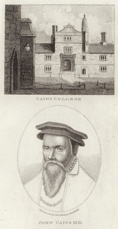 Caius College och ett porträtt av John Caius av English School