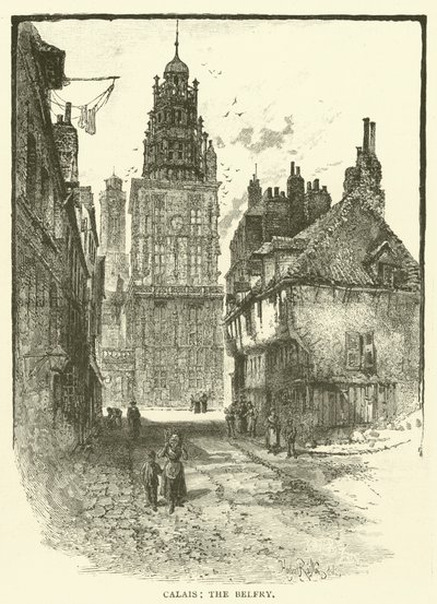 Calais, klockstapeln (gravyr) av English School