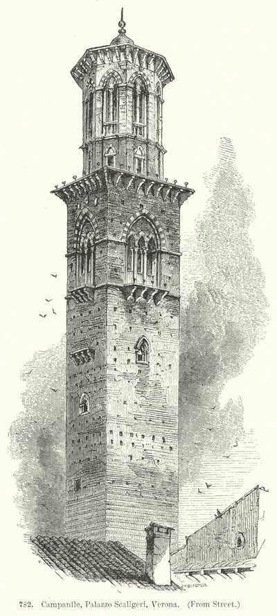 Campanile, Palazzo Scaligeri, Verona (gravyr) av English School