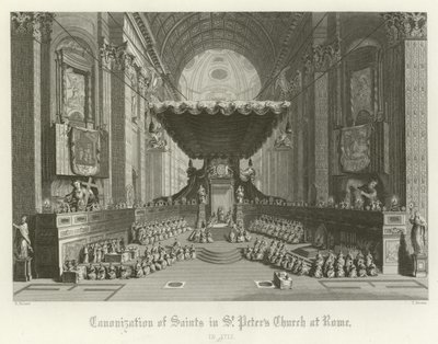 Kanonisering av helgon i St Peters Church, Rom, 1712 av English School