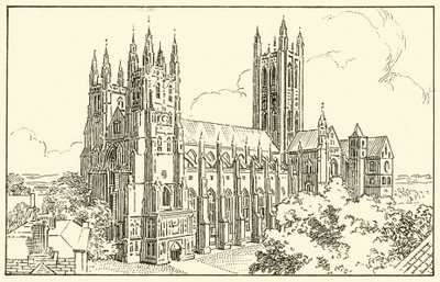 Canterbury Cathedral (bläck på papper) av English School