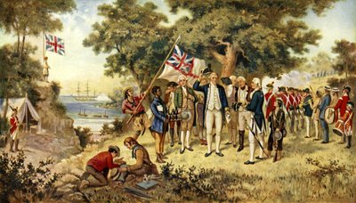 Kapten Cook tar New South Wales i besittning, 1770 av English School