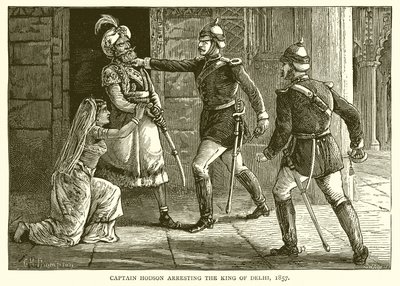 Kapten Hodson arresterar kungen av Delhi, 1857 av English School