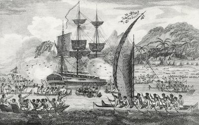 Kapten Wallis attackerad av indianerna av English School