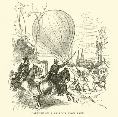 Fångst av en ballong från Paris, januari 1871 av English School