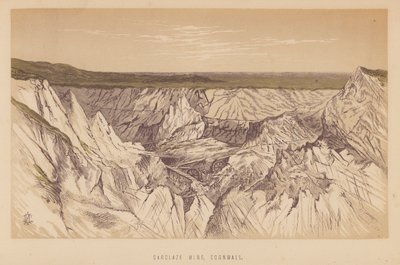 Carclaze-gruvan, Cornwall (litografi) av English School