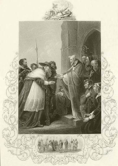 Kardinal Wolsey går in i Abbey of Leicester av English School