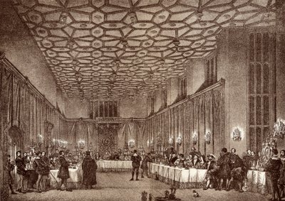 Kardinal Wolsey underhållande de franska ambassadörerna i Hampton Court Palace, från 