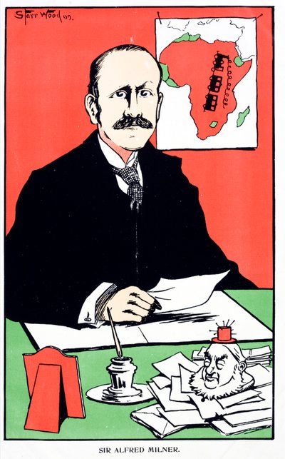 Karikatyr av Sir Alfred Milner, brittisk kolonialguvernör i Kapkolonin vid utbrottet av andra boerkriget av English School