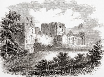 Carlisle Castle, Carlise, Cumbria, England sett här på 1800-talet, från Old England: A Pictorial Museum, pub. 1847 av English School