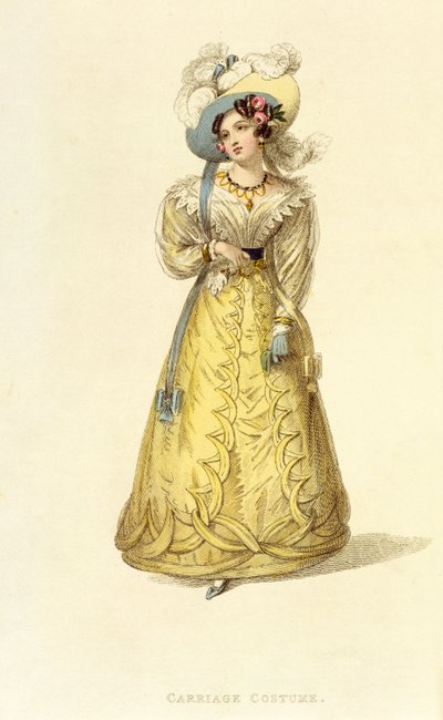 Vagnsdräkt, modetallrik från Ackermanns Repository of Arts, ca 1827 av English School