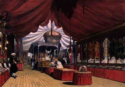 Fodral med broderade varor i den turkiska delen av den stora utställningen 1851, från Dickinson