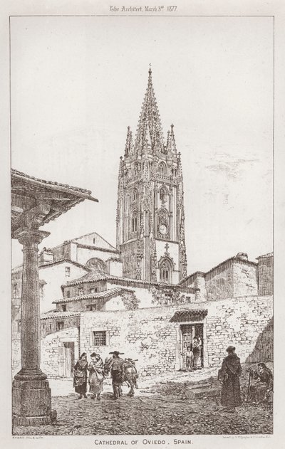 Katedralen i Oviedo, Spanien (gravyr) av English School