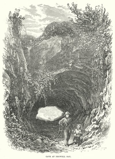 Grotta vid Pegwell Bay (gravyr) av English School