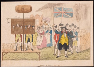 Cecil Wray i Pillory The Rights of the Commons, pub. 1784 (handfärgad gravyr) av English School