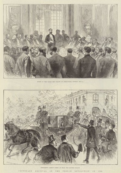 Hundraårsjubileumsfestivalen för den franska revolutionen 1789 (gravyr) av English School