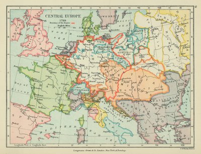 Centraleuropa (färglitografi) av English School