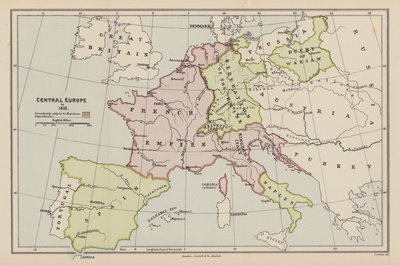 Centraleuropa 1812 (färglitografi) av English School