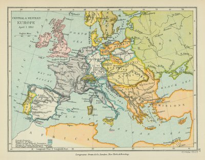 Central- och Västeuropa (färglitografi) av English School