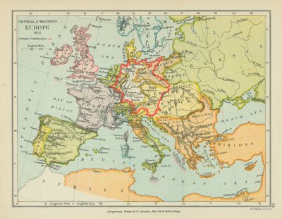 Central- och Västeuropa (färglitografi) av English School