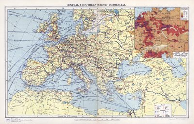 Central- och Sydeuropa, kommersiellt tryck (färglitografi) av English School