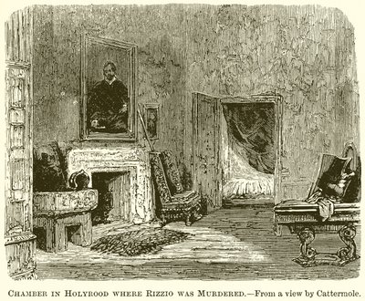 Kammer in Holyrood, in der Rizzio ermordet wurde von English School