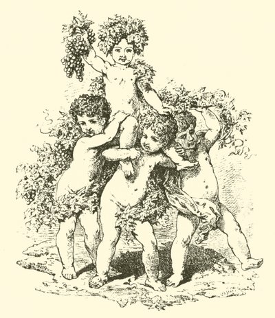 Champagne, allegoriska figurer (gravyr) av English School