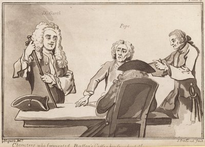 Karaktärer som besökte Buttons Coffee House omkring 1720-talet: Dr Garth, Pope av English School