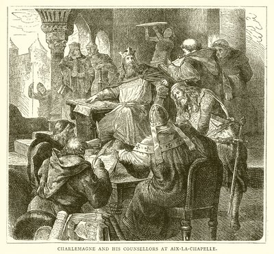 Karl den Store och hans rådgivare i Aix-la-Chapelle av English School