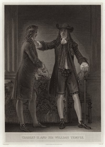 Charles II och Sir William Temple av English School