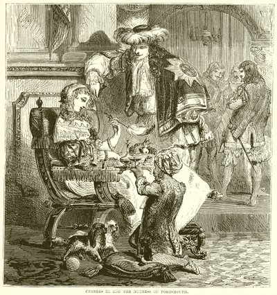 Charles II och hertiginnan av Portsmouth av English School