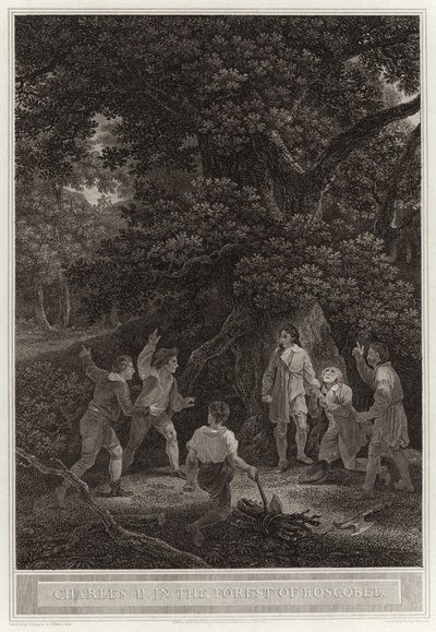Karl II i skogen Boscobel av English School