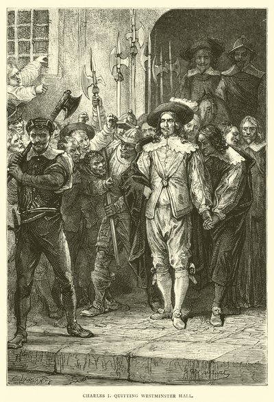 Charles I lämnar Westminster Hall av English School