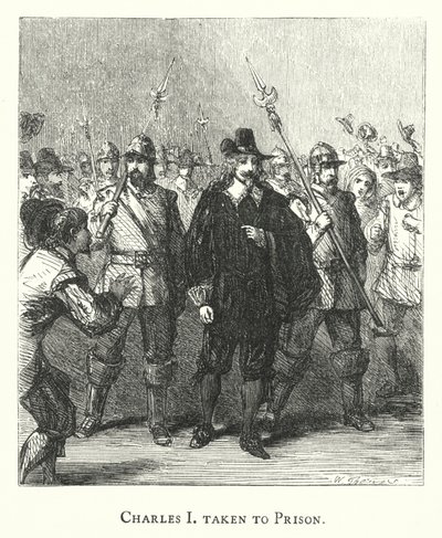 Charles I förd till fängelset (gravyr) av English School