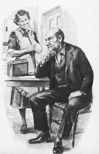 Charles Ives, lyssnar på hans mest kända symfoni på hembiträdets radio av English School