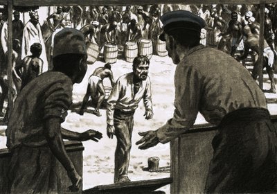 Charles Osborne og kaptajn Stott lagde fade med rom ud på stranden av English School