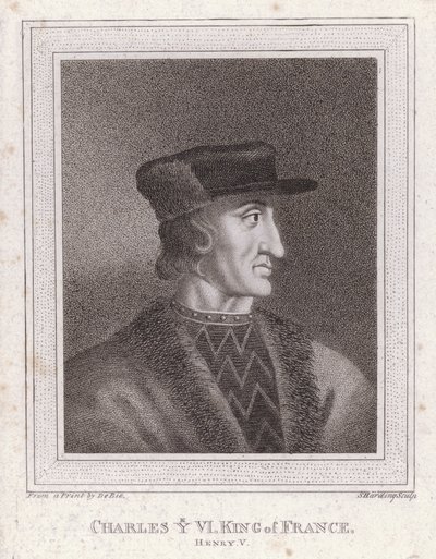 Karl VI, kung av Frankrike (gravyr) av English School