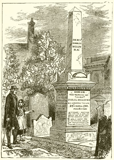 Charles Wesley, gravsten (gravyr) av English School