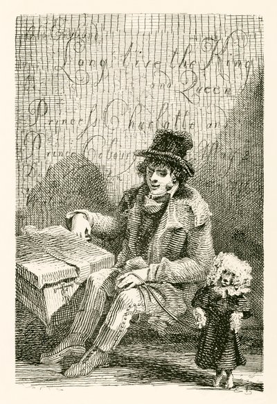 Charles Wood, en blind man, med en orgel och en dansande hund av English School
